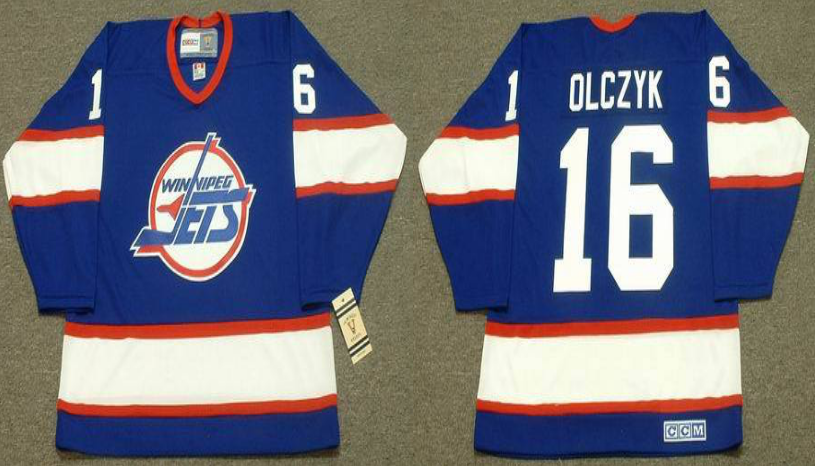 2019 Men Winnipeg Jets #16 Olczyk blue CCM NHL jersey